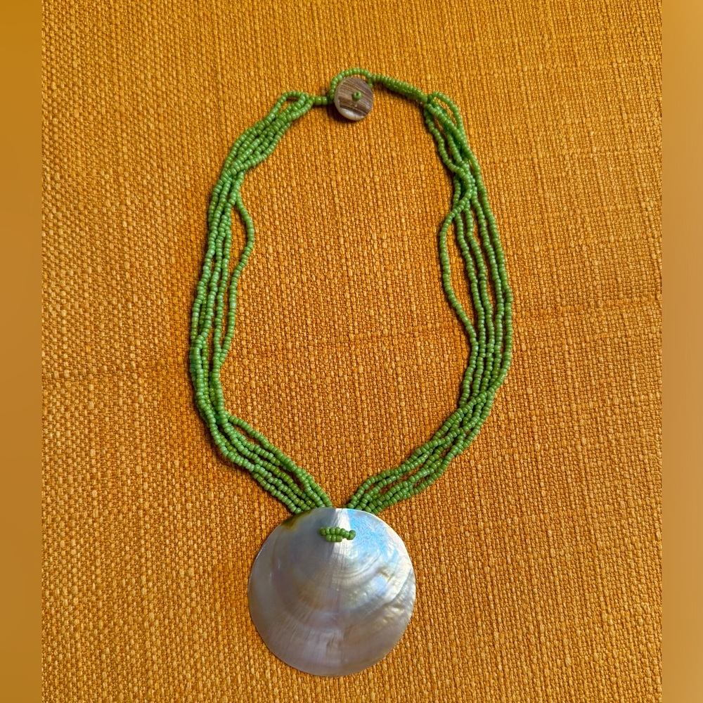Mother of Pearl Abalone Shell Necklace with Sea Beads